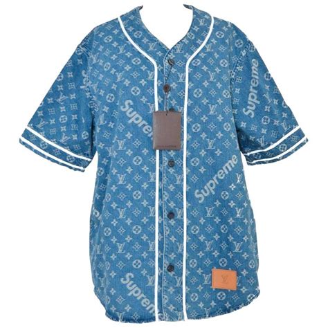 louis vuitton supreme denim baseball jersey|Louis Vuitton supreme tee price.